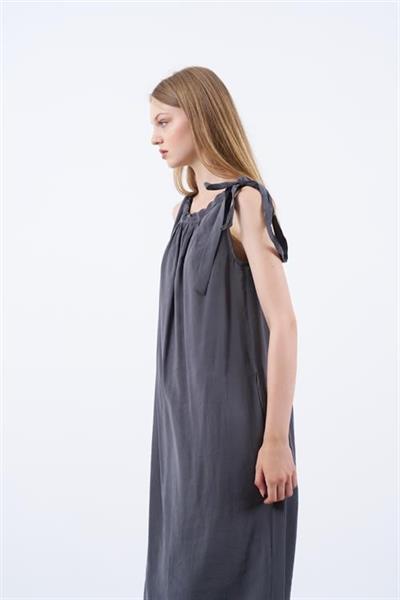 3213 OMUZDAN BAĞLAMALI ELBİSE ANTRASİT