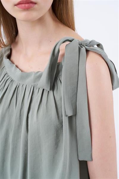 3213 OMUZDAN BAĞLAMALI ELBİSE ÇAĞLA YEŞİL