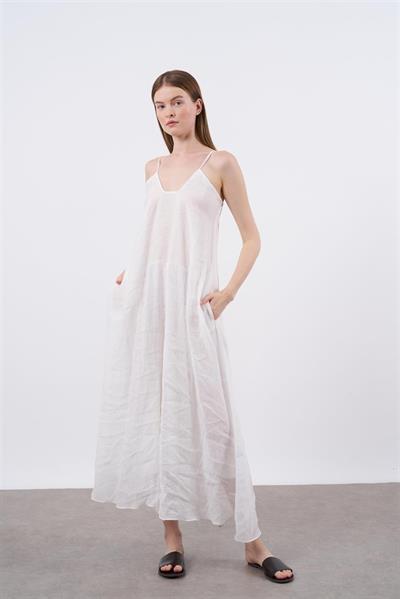 3227 ASKILI ELBİSE BEYAZ