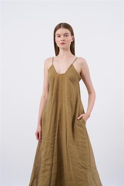 3227 ASKILI ELBİSE OLİVE