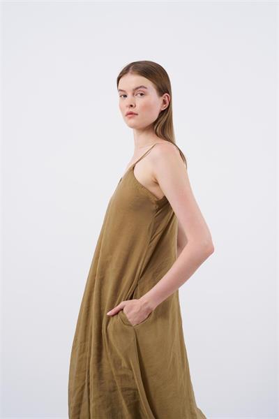 3227 ASKILI ELBİSE OLİVE