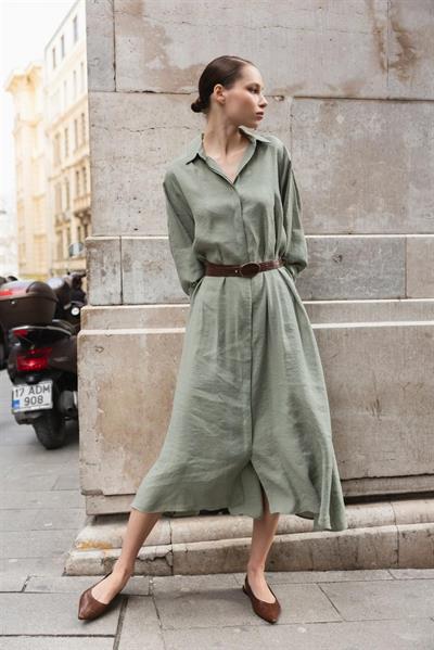 3270 GÖMLEK ELBİSE ÇAĞLA YEŞİL