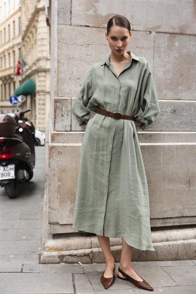 3270 GÖMLEK ELBİSE ÇAĞLA YEŞİL