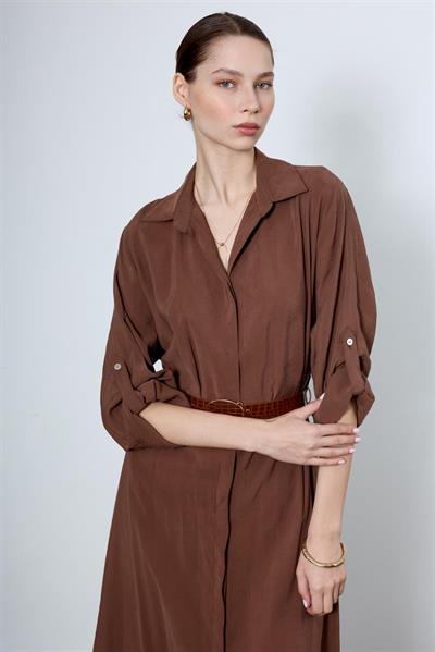 3270 GÖMLEK ELBİSE KAHVE