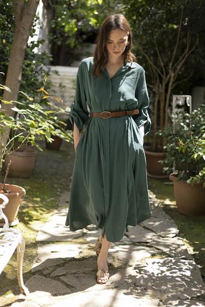 3270 GÖMLEK ELBİSE ZÜMRÜT