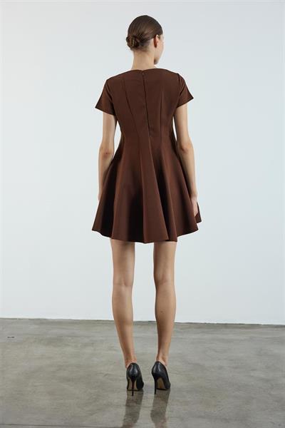 3272 GODELİ ELBİSE KAHVE