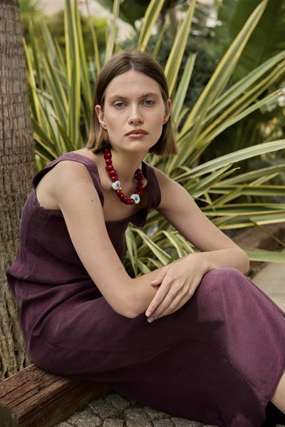 3304 KOLSUZ ELBİSE BORDO