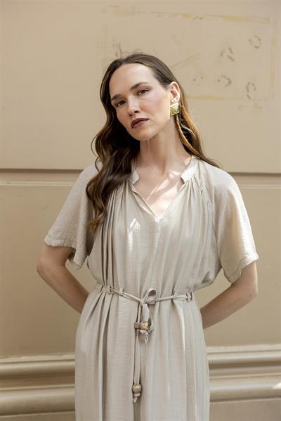 3305 KISA KOLLU ELBİSE BEJ