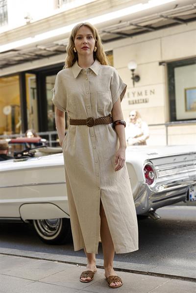 3307 KISA KOLLU GÖMLEK ELBİSE TAŞ