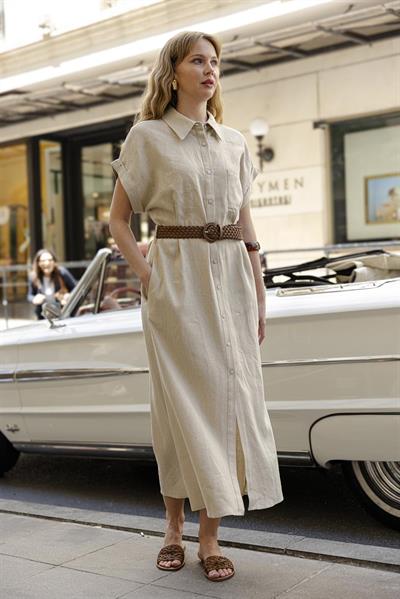 3307 KISA KOLLU GÖMLEK ELBİSE TAŞ