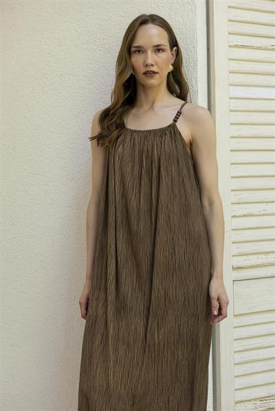 3314 ASKILI ELBİSE KAHVE