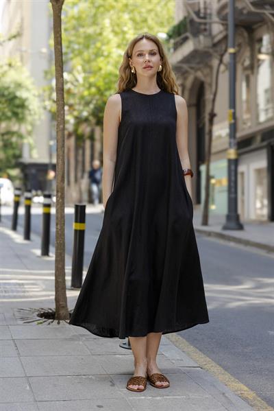 3315 KOLSUZ ELBİSE SİYAH