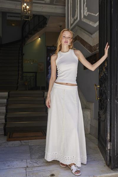 3322 DANTELLİ ETEK BEYAZ