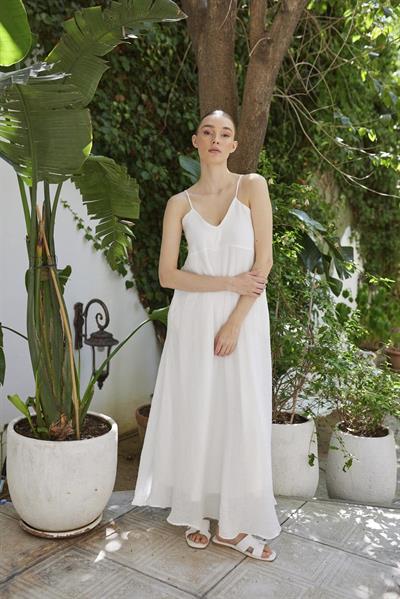 3326 ASKILI ELBİSE BEYAZ