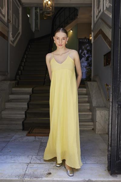 3326 ASKILI ELBİSE SARI