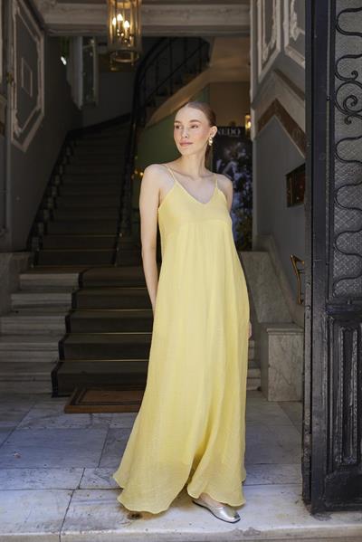 3326 ASKILI ELBİSE SARI