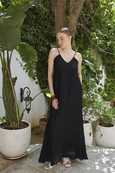 3326 ASKILI ELBİSE SİYAH