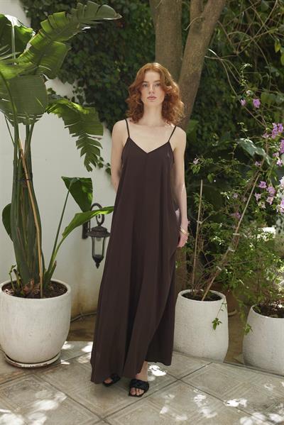 3327 ASKILI ELBİSE KAHVE