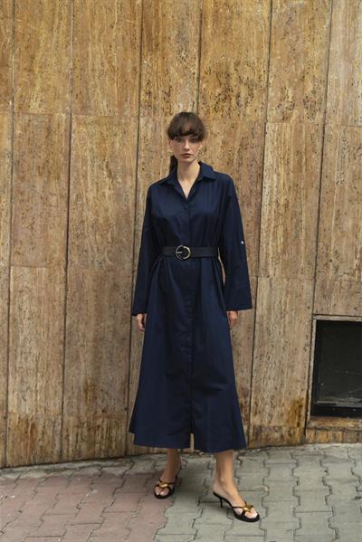 3350 KEMERLİ ELBİSE (3270) LACİVERT