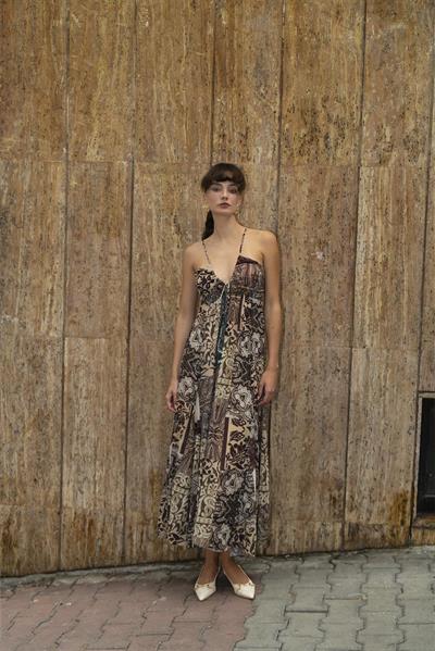 3353 EMPİRME ASKILI ELBİSE MÜRDÜM