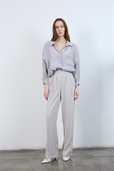 4612 DÜŞÜK OMUZLU OVERSİZE GÖMLEK AÇIK GRİ