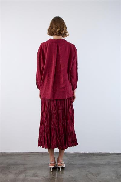 4612 DÜŞÜK OMUZLU OVERSİZE GÖMLEK BORDO