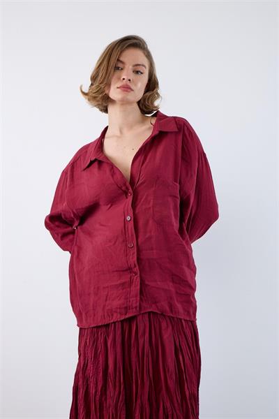 4612 DÜŞÜK OMUZLU OVERSİZE GÖMLEK BORDO