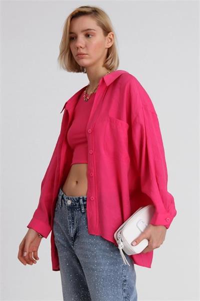 4612 DÜŞÜK OMUZLU OVERSİZE GÖMLEK FUŞYA