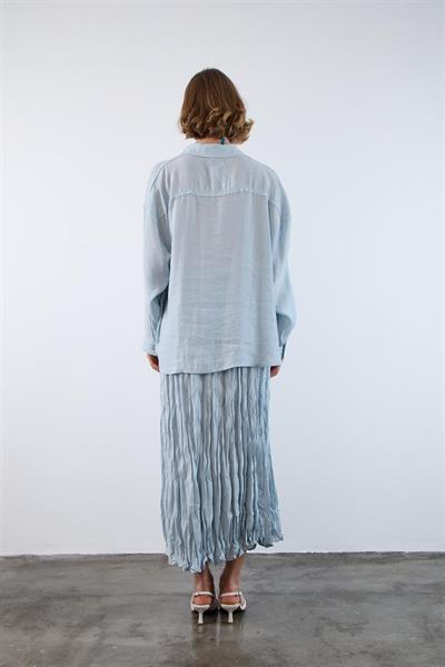 4612 DÜŞÜK OMUZLU OVERSİZE GÖMLEK GRİ-MAVİ