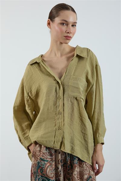 4612 DÜŞÜK OMUZLU OVERSİZE GÖMLEK HAKİ