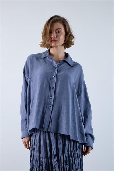 4612 DÜŞÜK OMUZLU OVERSİZE GÖMLEK İNDİGO