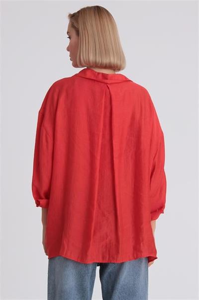 4612 DÜŞÜK OMUZLU OVERSİZE GÖMLEK KIRMIZI