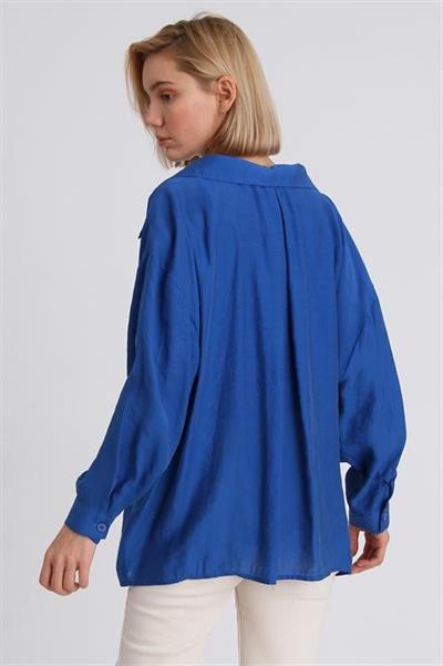 4612 DÜŞÜK OMUZLU OVERSİZE GÖMLEK LACİVERT