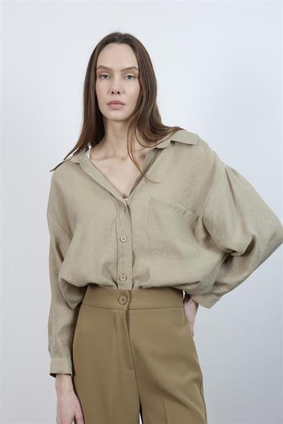 4612 DÜŞÜK OMUZLU OVERSİZE GÖMLEK OLİVE