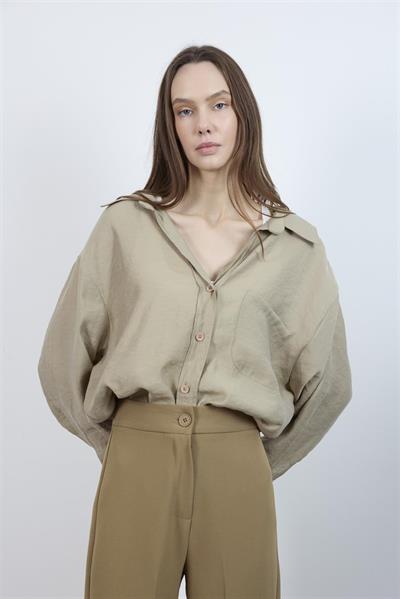 4612 DÜŞÜK OMUZLU OVERSİZE GÖMLEK OLİVE