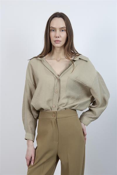 4612 DÜŞÜK OMUZLU OVERSİZE GÖMLEK OLİVE