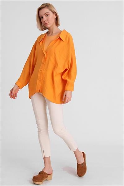 4612 DÜŞÜK OMUZLU OVERSİZE GÖMLEK ORANGE