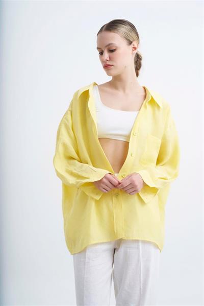 4612 DÜŞÜK OMUZLU OVERSİZE GÖMLEK SARI