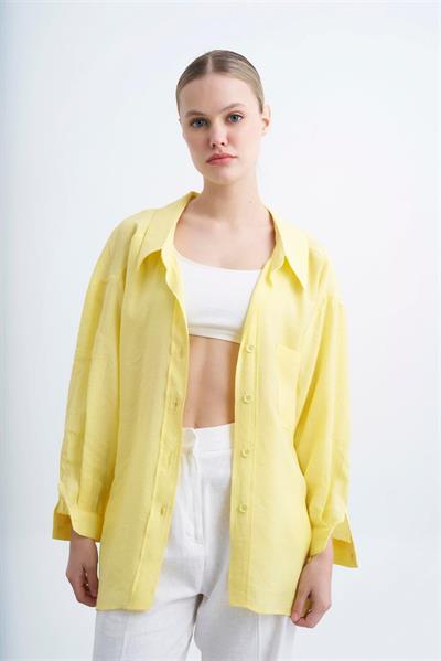 4612 DÜŞÜK OMUZLU OVERSİZE GÖMLEK SARI