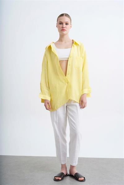 4612 DÜŞÜK OMUZLU OVERSİZE GÖMLEK SARI