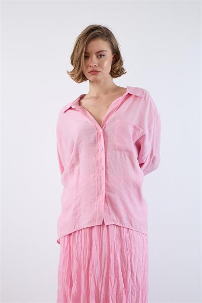 4612 DÜŞÜK OMUZLU OVERSİZE GÖMLEK ŞEKER PEMBE