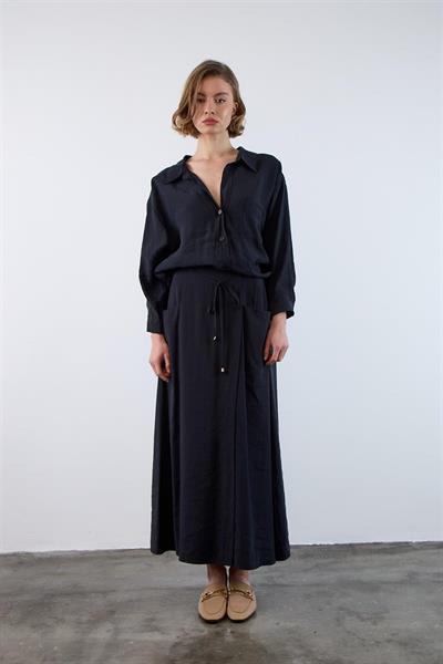 4612 DÜŞÜK OMUZLU OVERSİZE GÖMLEK SİYAH