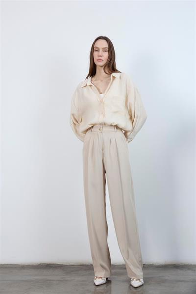 4612 DÜŞÜK OMUZLU OVERSİZE GÖMLEK TAŞ