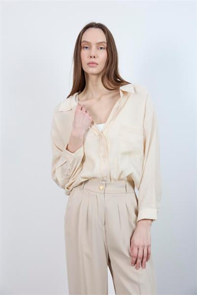 4612 DÜŞÜK OMUZLU OVERSİZE GÖMLEK TAŞ