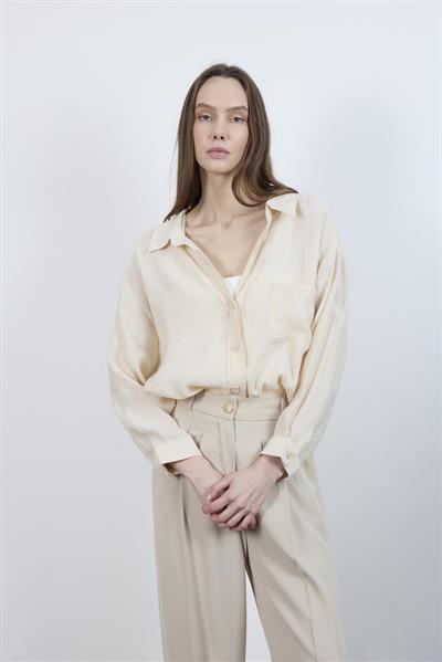 4612 DÜŞÜK OMUZLU OVERSİZE GÖMLEK TAŞ