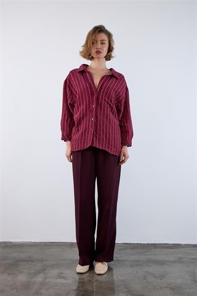 4758 OVERSIZE GÖMLEK(4612) BORDO