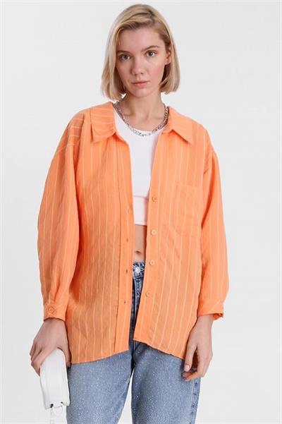 4758 OVERSIZE GÖMLEK(4612) ORANGE