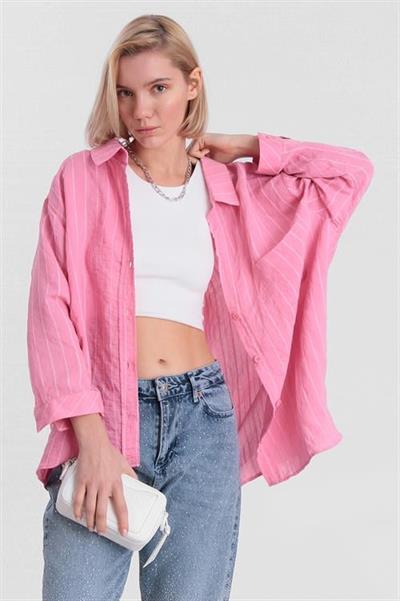 4758 OVERSIZE GÖMLEK(4612) PEMBE