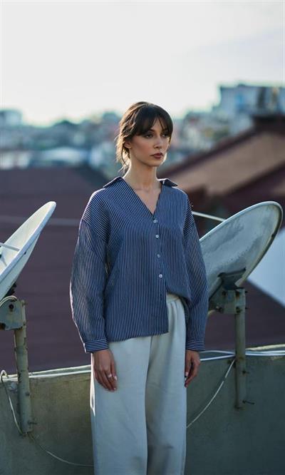 4906 ÇİZGİLİ GÖMLEK LACİVERT