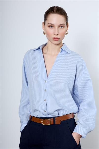 4906 ÇİZGİLİ GÖMLEK MAVİ-BEYAZ ÇİZGİ